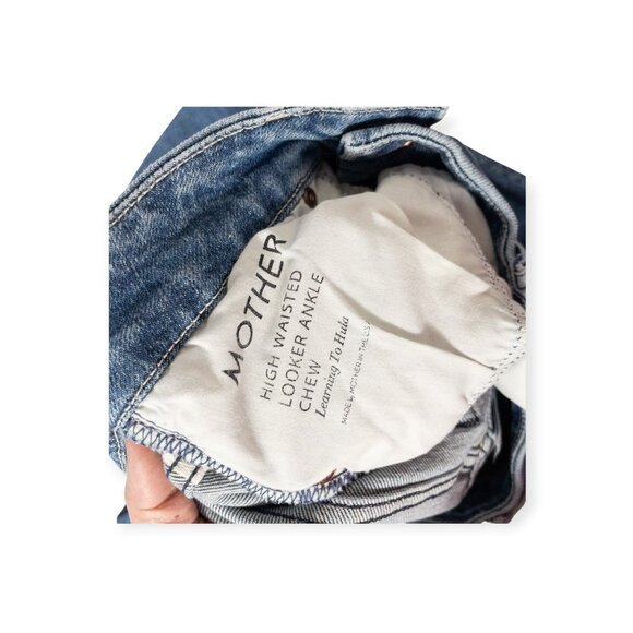 Mother Rainbow Pocket Jeans SZ 26 High-Waisted Looker Ankle Chew Denim Distress - Picture 6 of 13